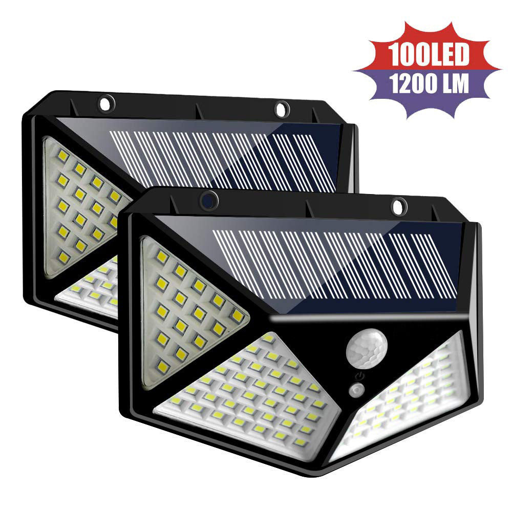100-LED Solar Motion Wall Light – Bright Outdoor Security Fixture