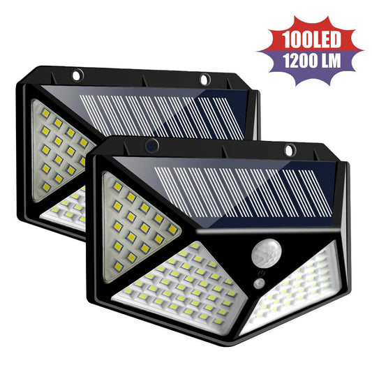 100-LED Solar Motion Wall Light – Bright Outdoor Security Fixture