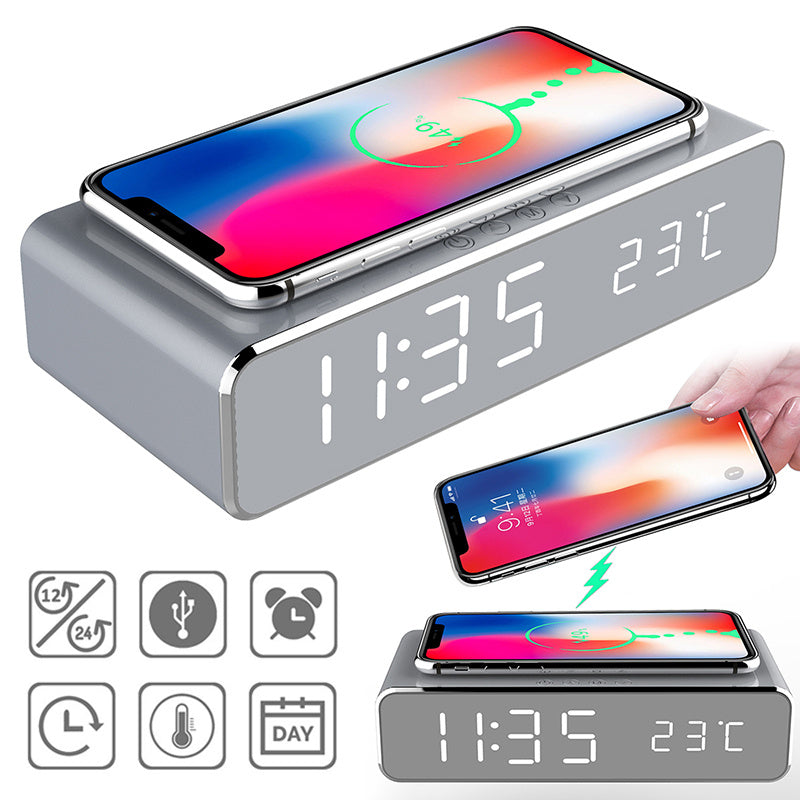 Multifunctional Desktop Clock with Charger & Thermometer