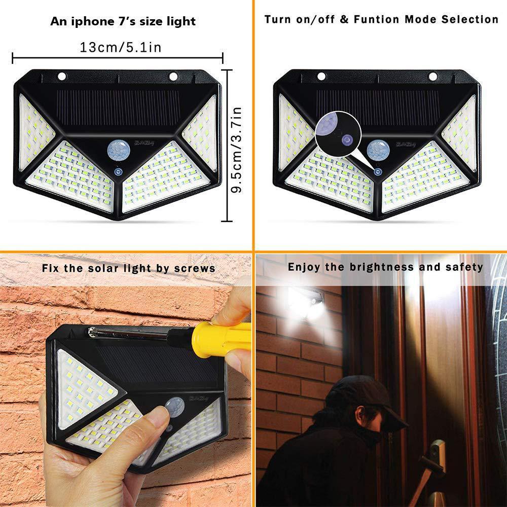 100-LED Solar Motion Wall Light – Bright Outdoor Security Fixture
