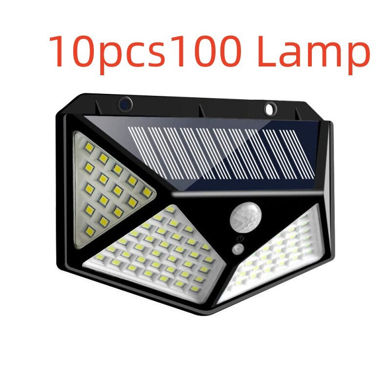 100-LED Solar Motion Wall Light – Bright Outdoor Security Fixture