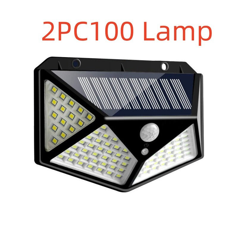 100-LED Solar Motion Wall Light – Bright Outdoor Security Fixture